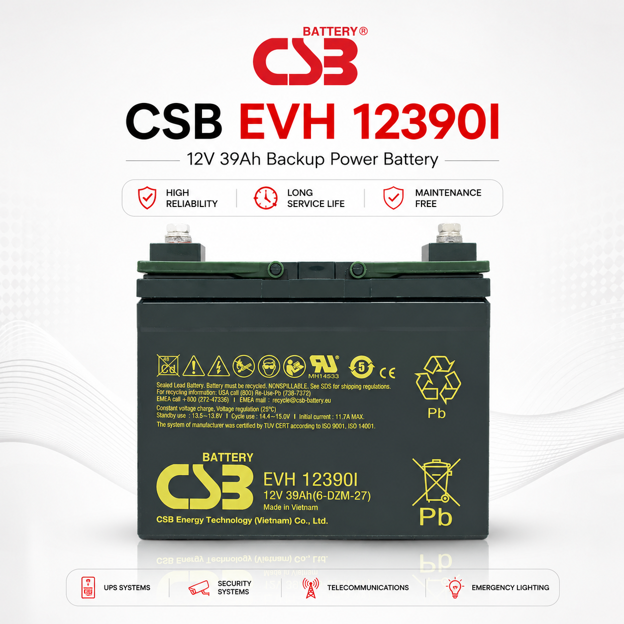 EVH 12390I 12V39Ah9(6-DZM-27)