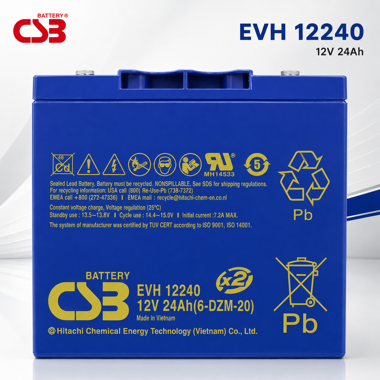 CSB EVH 12240 12V 24Ah 高循環密閉式鉛酸蓄電池