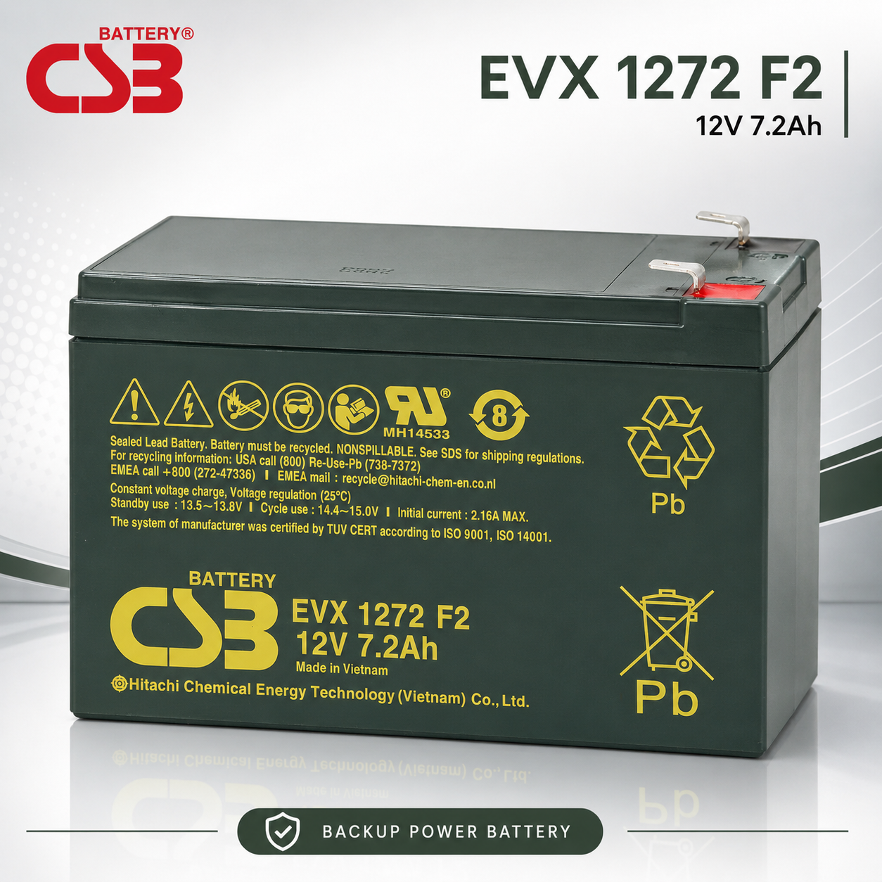 CSB EVX 1272 F2 12V 7.2Ah 深循環密閉式鉛酸蓄電池