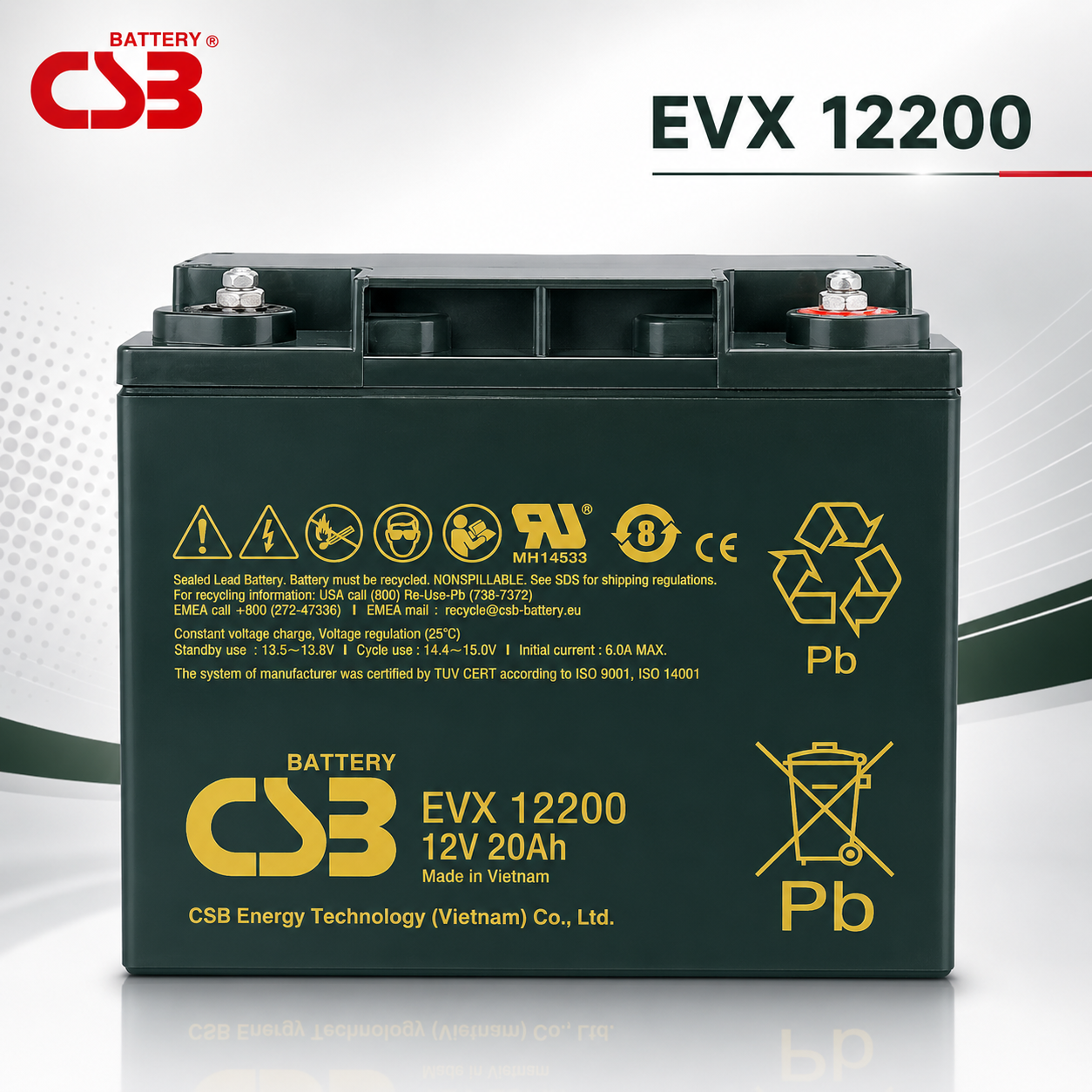 CSB EVX 12200 12V 20Ah 深循環密閉式鉛酸蓄電池